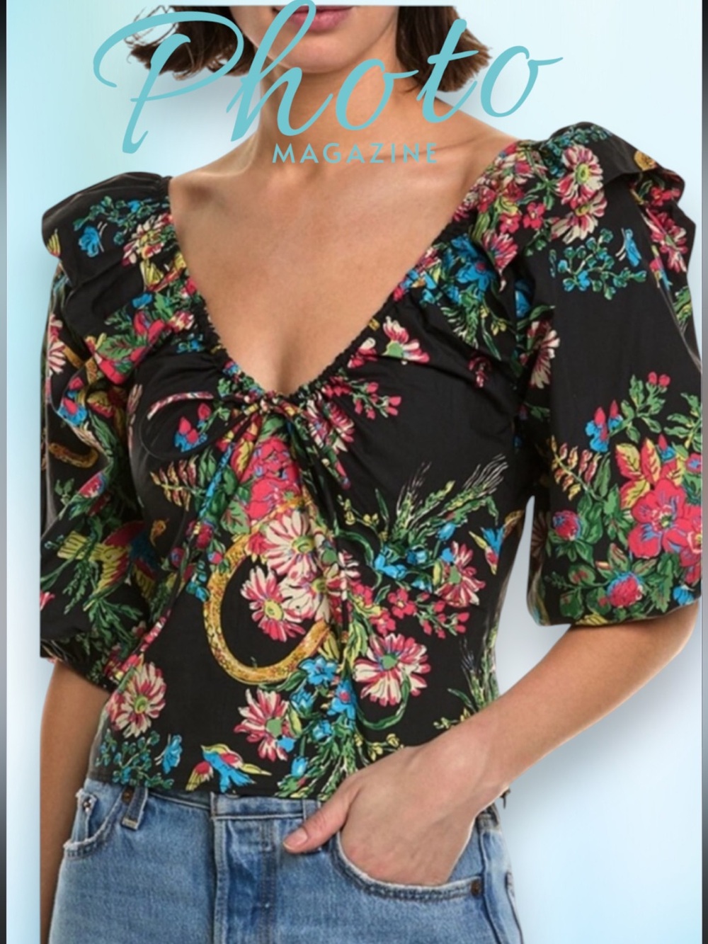 MOTHER SWEET TALKER FLORAL PRINT RUFFLED TOP LARGE